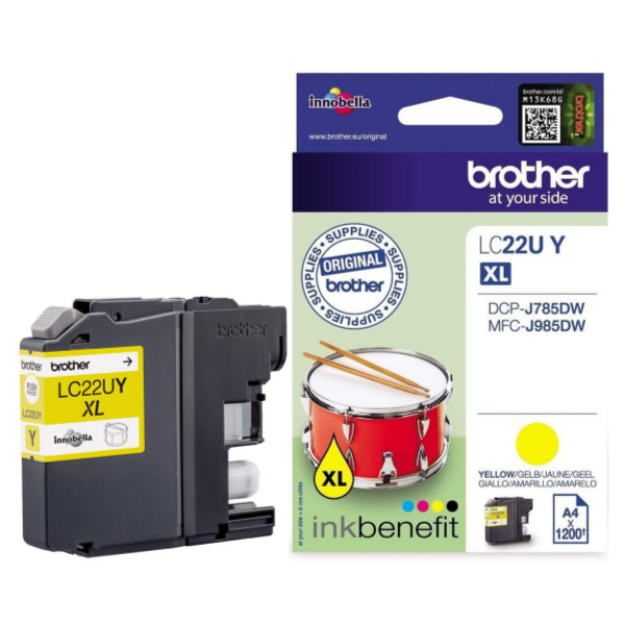 Picture of Genuine Brother LC22U High Capacity Yellow Ink Cartridge