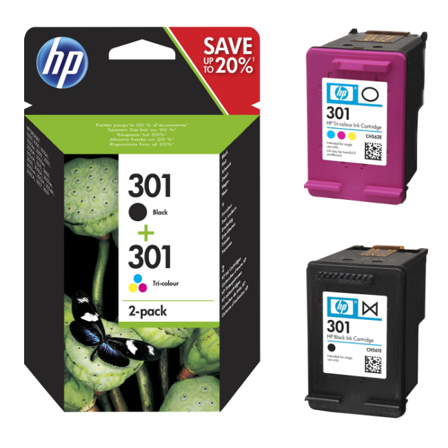 HP 301 Black & Colour Ink Cartridge Combo Pack For ENVY 5530