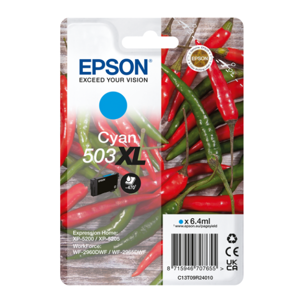 Picture of Genuine Epson 503XL High Capacity Cyan Ink Cartridge