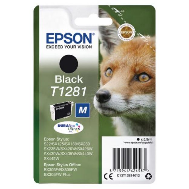 Picture of Epson T1281 Fox Black Standard Capacity Ink Cartridge 6ml - C13T12814012