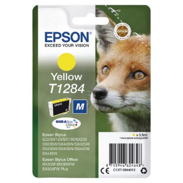 Picture of Epson T1284 Fox Yellow Standard Capacity Ink Cartridge 3.5ml - C13T12844012