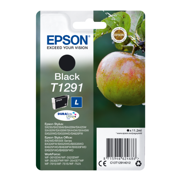 Picture of Epson T1291 Apple Black Standard Capacity Ink Cartridge 11ml - C13T12914012