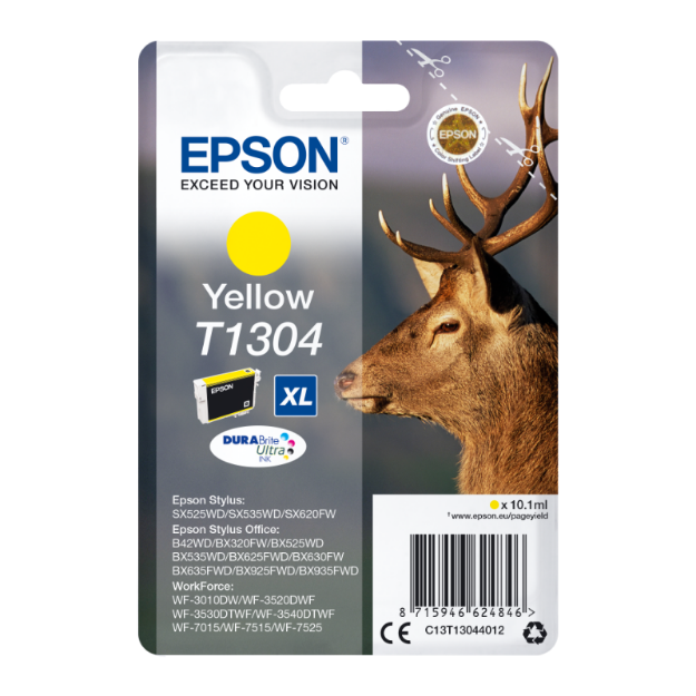 Picture of Epson T1304 Stag Yellow High Yield Ink Cartridge 10ml - C13T13044012