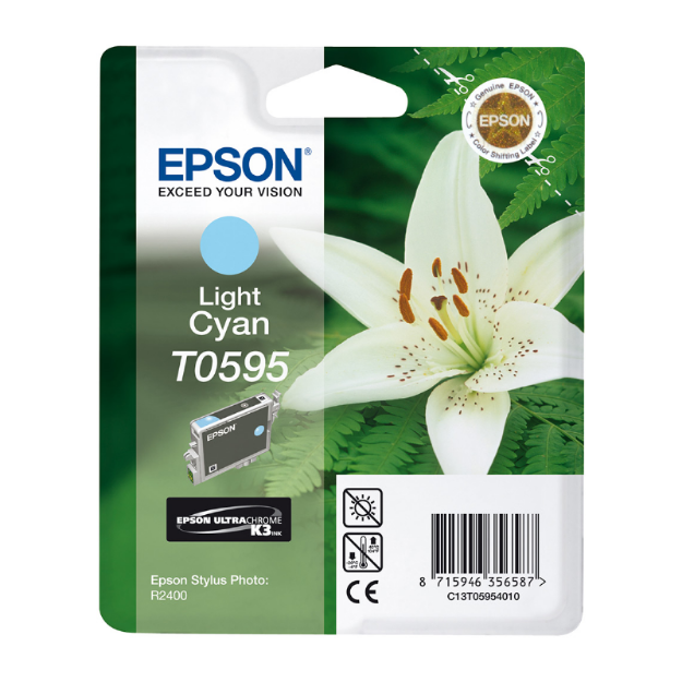 Picture of Epson T0595 Lily Light Cyan Standard Capacity Ink Cartridge 13ml - C13T05954010