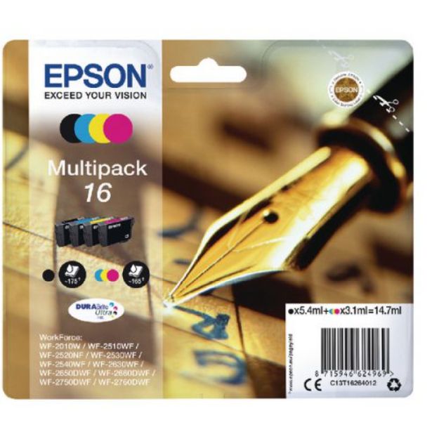 Picture of Epson 16 Pen and Crossword Ink Cartridge Multipack 5ml + 3x 3ml (5 Pack) - C13T16264012