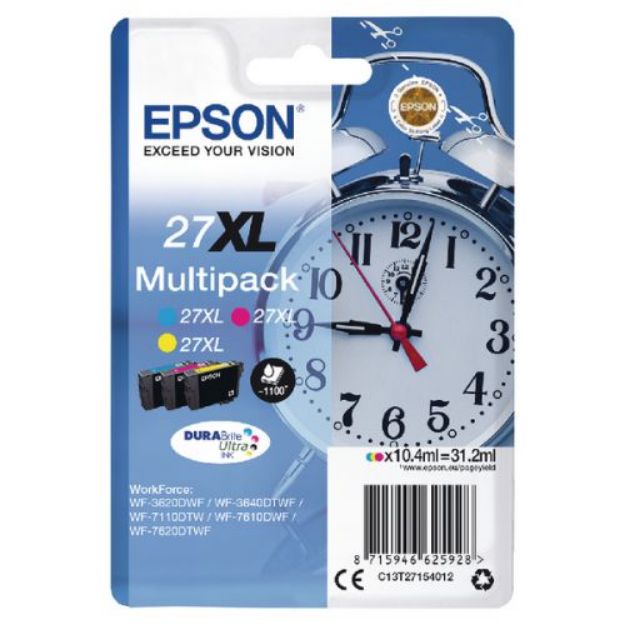 Picture of Epson 27XL Alarm Clock High Yield Colour Multipack 3x 10ml (Pack 3) - C13T27154012