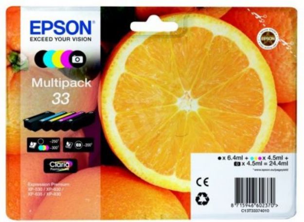 Picture of Epson 33 Oranges Ink Cartridge Multipack 2x 6.4ml + 3x 4.5ml (5 Pack) - C13T33374011