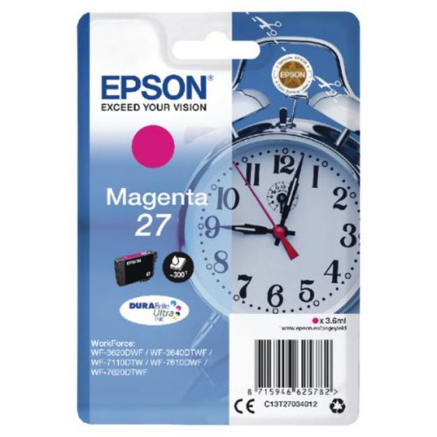 Picture of Epson 27 Alarm Clock Magenta Standard Capacity Ink Cartridge 4ml - C13T27034012