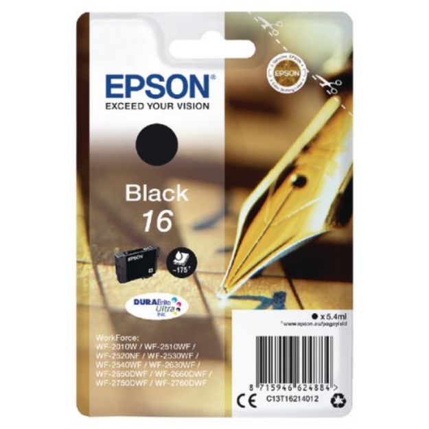 Picture of Epson 16 Pen and Crossword Black Standard Capacity Ink Cartridge 5ml - C13T16214012