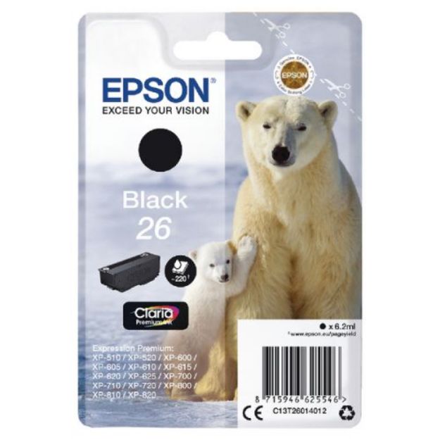 Picture of Epson 26 Polar Bear Black Standard Capacity Ink Cartridge 6ml - C13T26014012