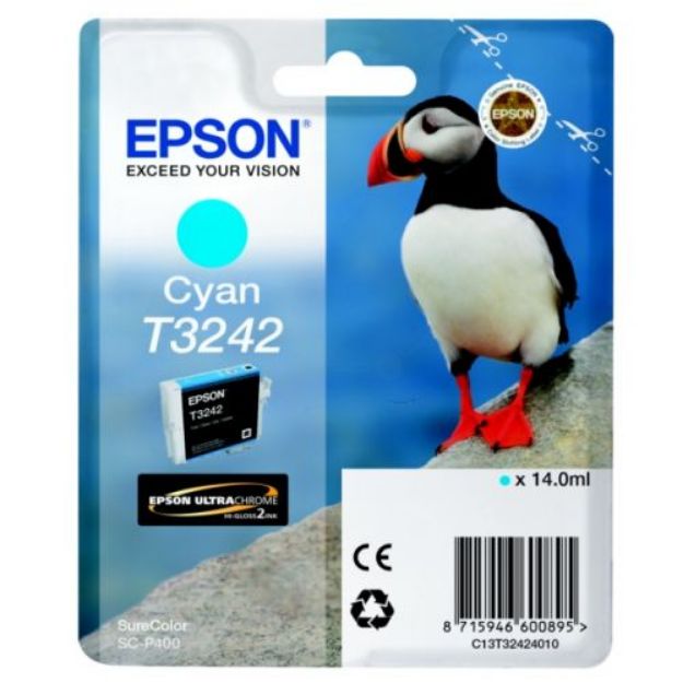 Picture of Epson T3242 Puffin Cyan Standard Capacity Ink Cartridge 14ml - C13T32424010