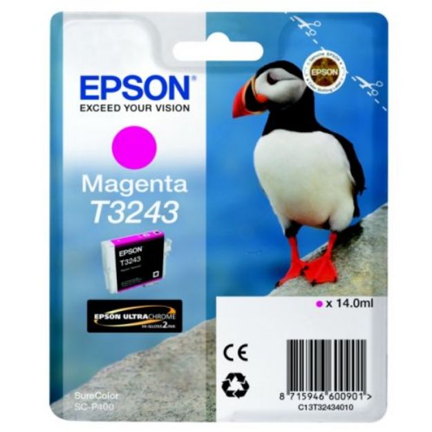 Picture of Epson T3243 Puffin Magenta Standard Capacity Ink Cartridge 14ml - C13T32434010