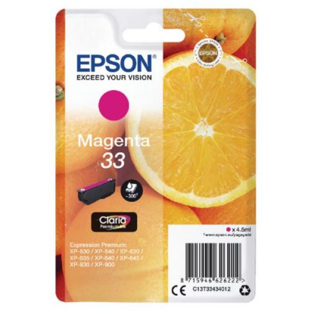 Picture of Epson 33 Oranges Magenta Standard Capacity Ink Cartridge 4.5ml - C13T33434012