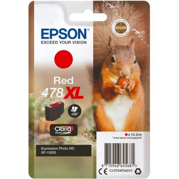 Picture of Epson 478XL Squirrel Red High Yield Ink Cartridge 10ml - C13T04F54010