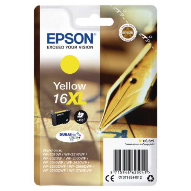 Picture of Epson 16XL Pen and Crossword Yellow High Yield Ink Cartridge 6.5ml - C13T16344012