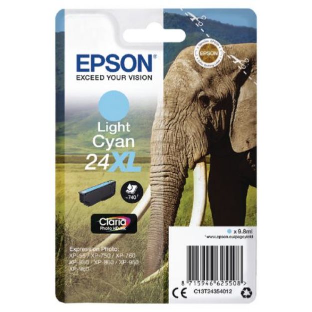 Picture of Epson 24XL Elephant Light Cyan High Yield Ink Cartridge 10ml - C13T24354012