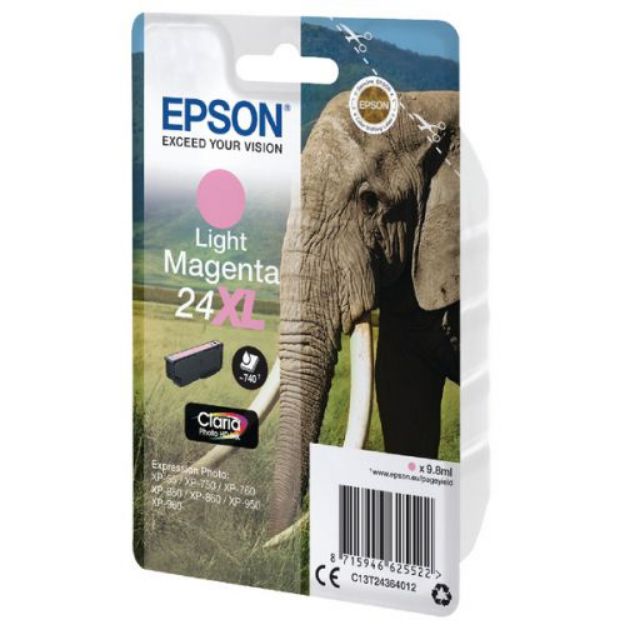 Picture of Epson 24XL Elephant Light Magenta High Yield Ink Cartridge 10ml - C13T24364012