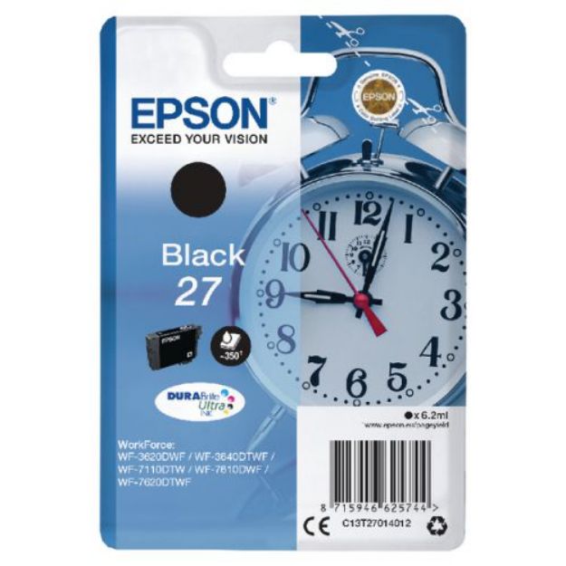 Picture of Epson 27 Alarm Clock Black Standard Capacity Ink Cartridge 6ml - C13T27014012