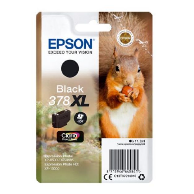 Picture of Epson 378XL Squirrel Black High Yield Ink Cartridge 11ml - C13T37914010