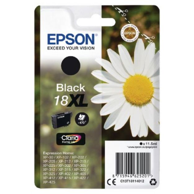 Picture of Epson 18XL Daisy Black High Yield Ink Cartridge 11.5ml - C13T18114012