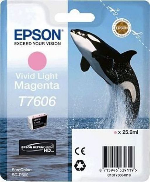 Picture of Epson T7606 Killer Whale Vivid Light Standard Capacity Magenta Ink Cartridge 26ml - C13T76064010