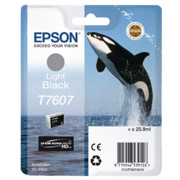 Picture of Epson T7607 Killer Whale Light Black Standard Capacity Ink Cartridge 26ml - C13T76074010