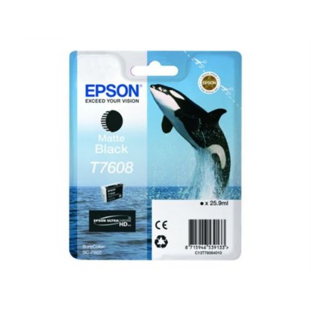 Picture of Epson T7608 Killer Whale Matte Black Standard Capacity Ink Cartridge 26ml - C13T76084010