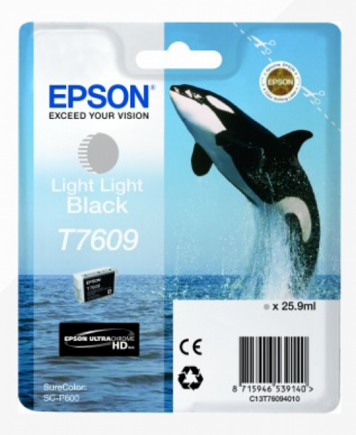 Picture of Epson T7609 Killer Whale Light Black Standard Capacity Ink Cartridge 26ml - C13T76094010