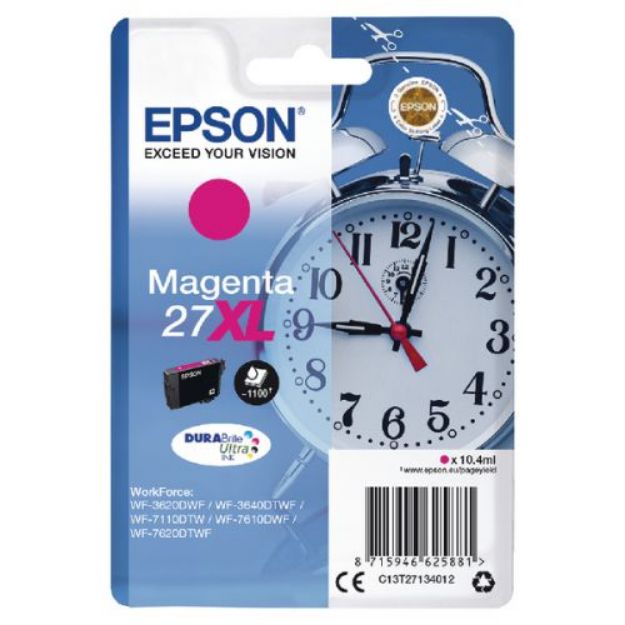 Picture of Epson 27XL Alarm Clock Magenta High Yield Ink Cartridge 10ml - C13T27134012