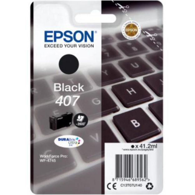 Picture of Epson WF4745 Black High Yield Ink Cartridge 41ml - C13T07U140