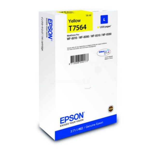 Picture of Epson T7564 Yellow Ink Cartridge 14ml - C13T756440