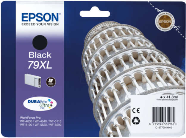 Picture of Epson 79XL Tower of Pisa Black High Yield Ink Cartridge 42ml - C13T79014010