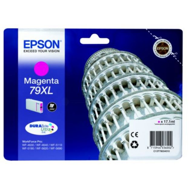 Picture of Epson 79XL Tower of Pisa Magenta High Yield Ink Cartridge 17ml - C13T79034010