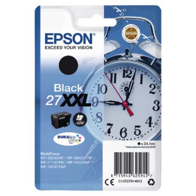 Picture of Epson 27XXL Alarm Clock Black Extra High Yield Ink Cartridge 34ml - C13T27914012