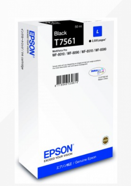 Picture of Epson T7561 Black Ink Cartridge 50ml - C13T756140