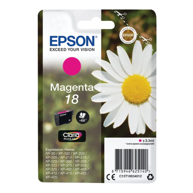 Picture of Epson 18 Daisy Magenta Standard Capacity Ink Cartridge 3ml - C13T18034012