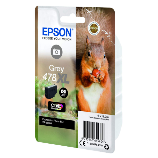 Picture of Epson 478XL Squirrel Grey High Yield Ink Cartridge 10ml - C13T04F64010