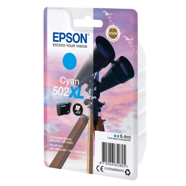 Picture of Epson 502XL Binoculars Cyan High Yield Ink Cartridge 6ml - C13T02W24010