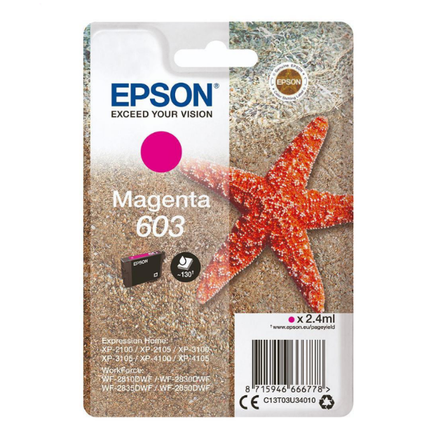 Picture of Epson 603 Starfish Magenta Standard Capacity Ink Cartridge 2.4ml - C13T03U34010