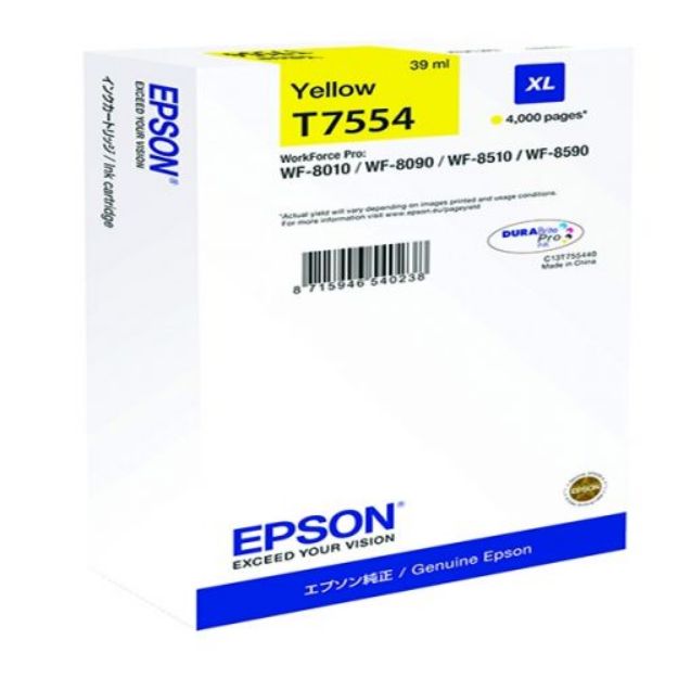 Picture of Epson T7554 Yellow Ink Cartridge 39ml - C13T755440