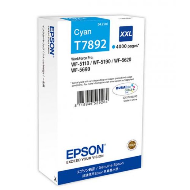 Picture of Epson T7892XXL Cyan High YieId Ink Cartridge 34ml - C13T789240