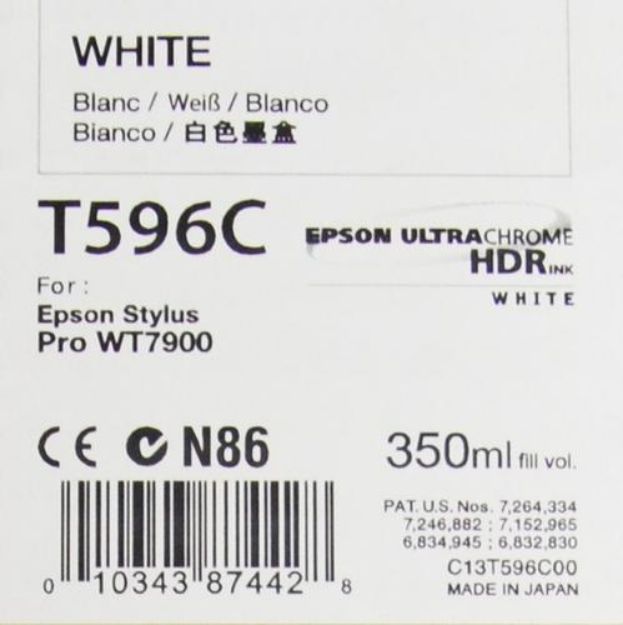 Picture of Epson C13T596C00 WT7900 White UltraChrome HDR 350ml Ink Cartridge