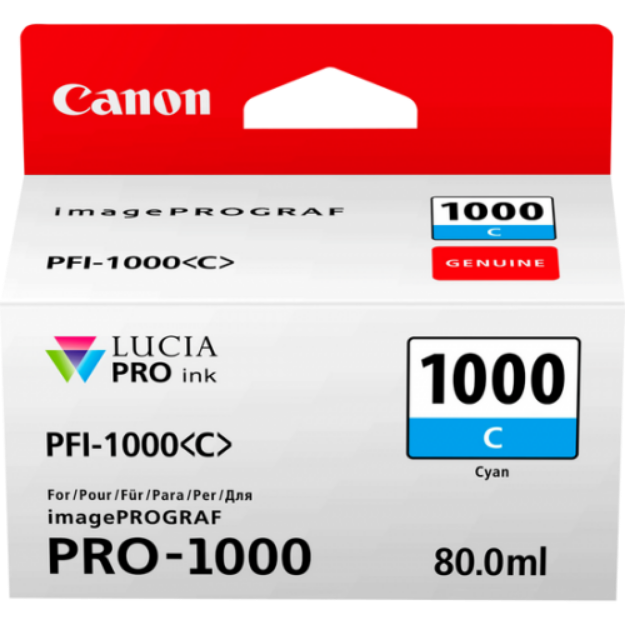 Picture of Canon PFI1000C Cyan Standard Capacity Ink Cartridge 80ml - 0547C001