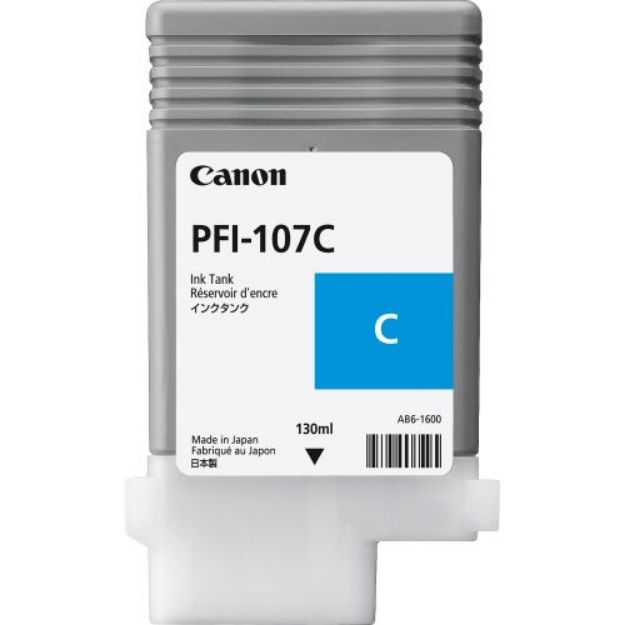 Picture of Canon PFI107C Cyan Standard Capacity Ink Cartridge 130ml - 6706B001