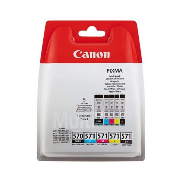 Picture of Canon PGI-570/CLI-571 Standard Capacity Ink Cartridge Multipack 15ml + 4x 6.5ml (5 Pack) - 0372C004