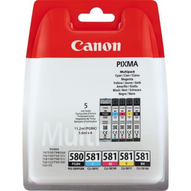 Picture of OEM Canon PGI-580/CLI-581 Standard Capacity Multipack Ink Cartridges (5 Pack) 11ml + 4x 5.6ml - 2078C005