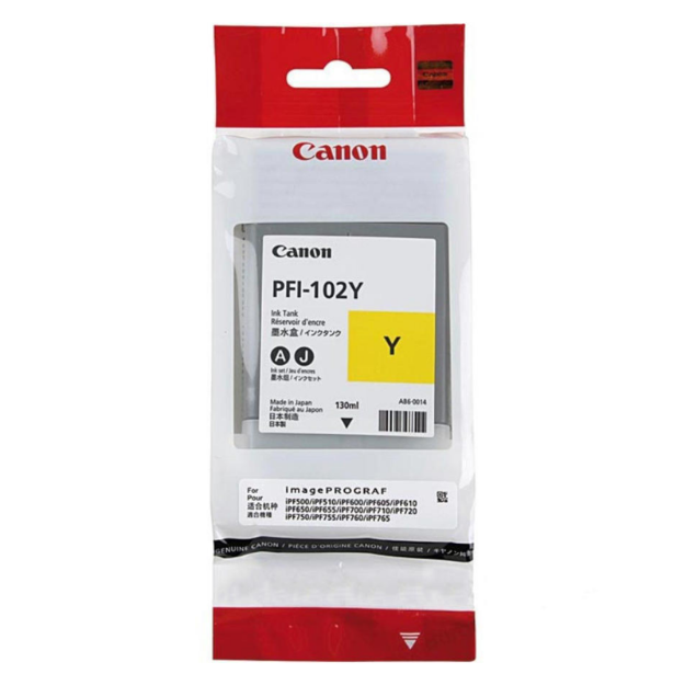 Picture of Canon PFI102Y Yellow Standard Capacity Ink Cartridge 130ml - 0898B001