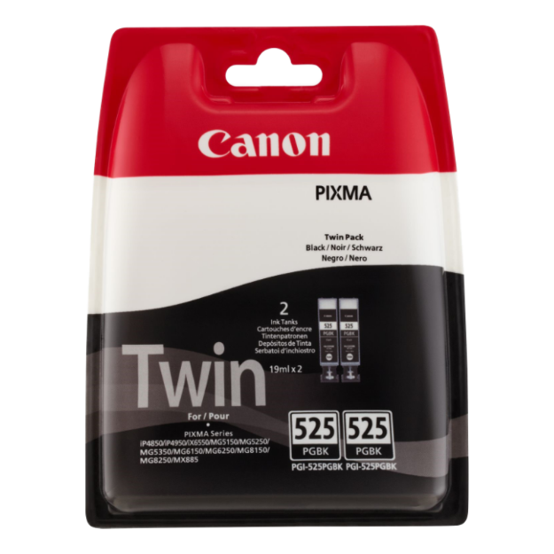 Picture of Canon PGI-525 Black Twinpack Standard Capacity Ink Cartridges (2x 19ml) - 4529B010