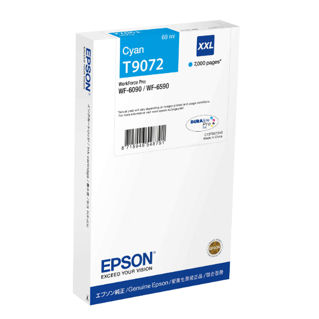 Picture of Epson T9072 Cyan Ink Cartridge 69ml - C13T907240