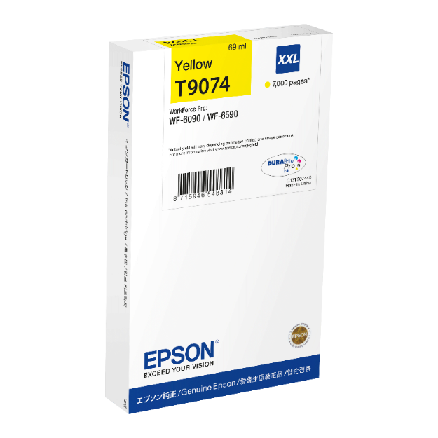 Picture of Epson T9074 Yellow Ink Cartridge 69ml - C13T907440